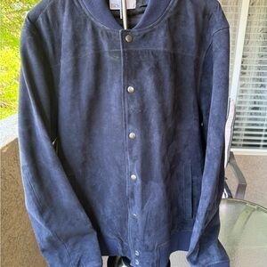 Nordstrom Navy Suede Bomber Jacket